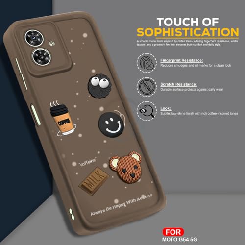 Image of AESTMO Back Case Cover for Motorola Moto G54 5G Cover | Cute Fun Cartoon 3D Ball | Coffee Silicone Case | Full Body Protection | Camera Protection Back Cover for Motorola Moto G54 5G (Brown)