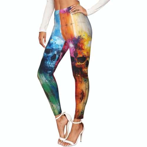 Leggings de compresión suave con calaveras de color para el gimnasio