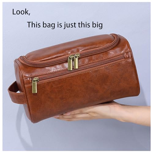 MMSEKT-Personalized-Leather-Toiletry-Bag-for-MenHusband-Boyfriend-Dad-Large-Capacity-PU-Leather-Travel-DoppFathers-DayAnniversaryWedding-Groomsmen-Gifts-Brown-PGB-01