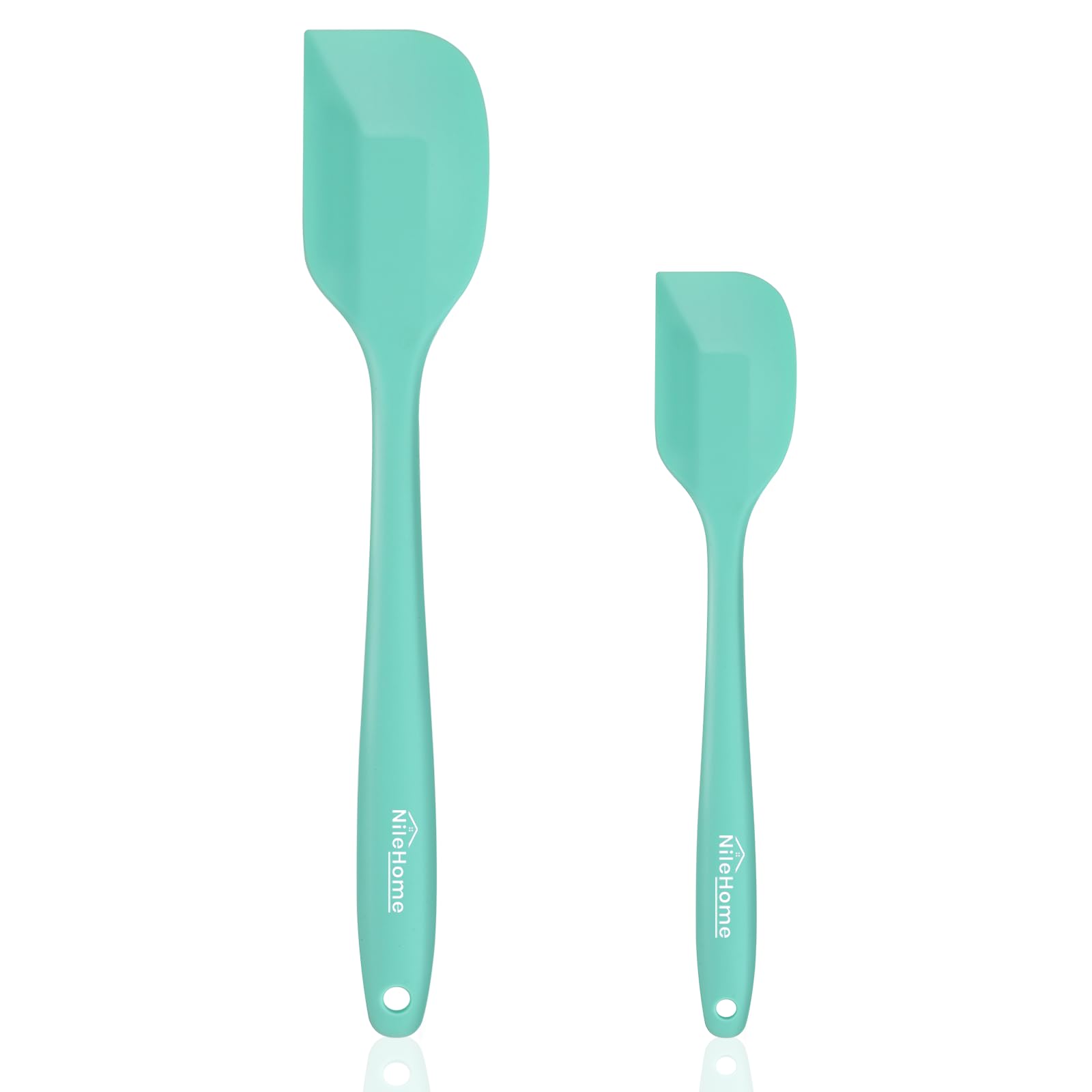 NileHome Silicone Spatula Set, 2 Pcs Food Grade Kitchen Utensils with Silicone Brush Heat Resistant Dishwasher Safe BPA-Free Rubber Spatula for Scraping, Baking, Cooking, Mixing, Turquoise โ image 1