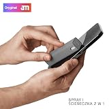 am Zestaw do czyszczenia ekranów – zestaw 2 i 3 szt. + refill 200 ml – screen cleaner do smartfona, tabletu, laptopa i auta – spray z mikrofibrą (czarny, szary, 2 szt.)