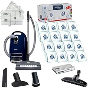 Miele Complete C3 Marin Canister HEPA Canister Vacuum Cleaner with SEB236 Powerhead Bundle Includes Performance Pack 16 Type GN AirClean Genuine FilterBags Genuine AH50 HEPA Filter