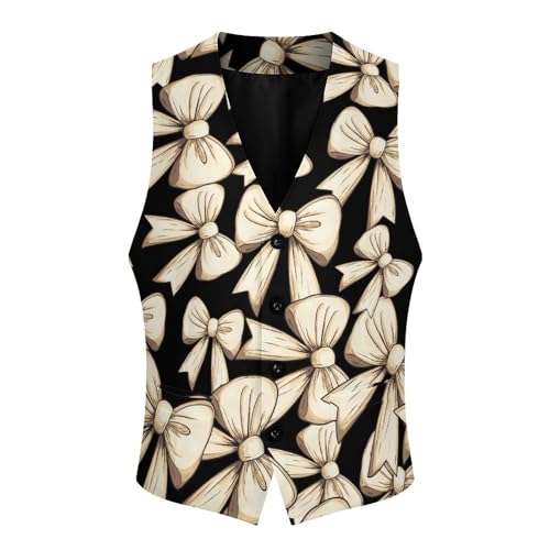 Bow Line Drawing Trendy Vest Suit for Men V Neck Formal Dress Waistcoat Vests Business Slim Fit3