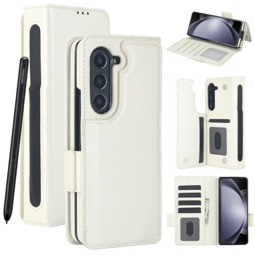 Portefeuille étui Samsung Galaxy Z Fold 4 blanc en cuir magnétique RFID