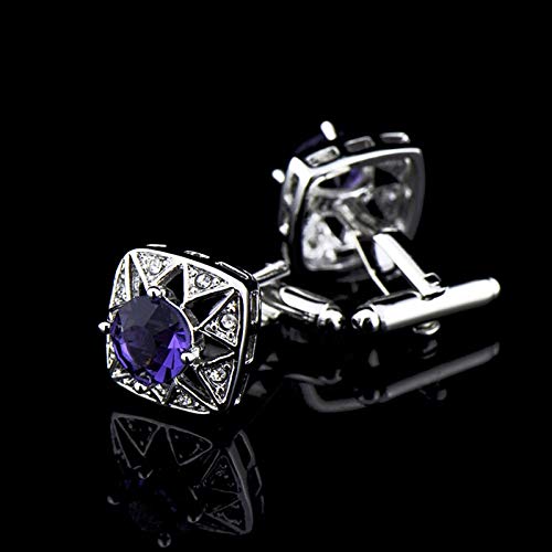 Mancuernillas cuadradas KnBoB con cristal cubic zirconia morado y plateado miniatura 4