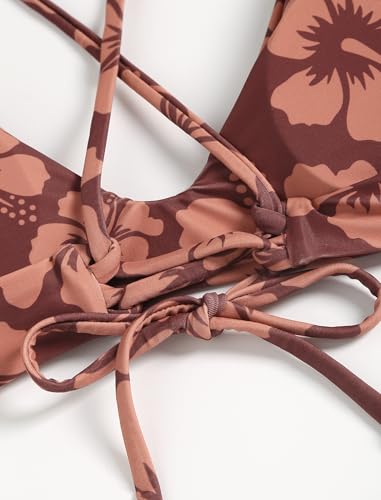 Image of ZAFUL Women's Tie Back Padded High Cut Bralette Bikini Set Two Piece Swimsuit