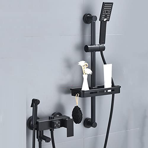 Mitigeur de bain avec accessoire de douche mural noir - 2