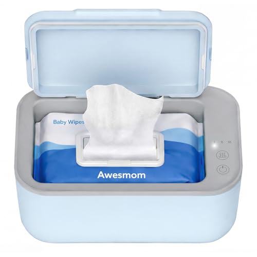 Image of Awesmom Wipe Warmer for Babies, Adult, Adjustable Temperature, Silent Heating, Large Wipe Holder with Constant Warmth –Blue