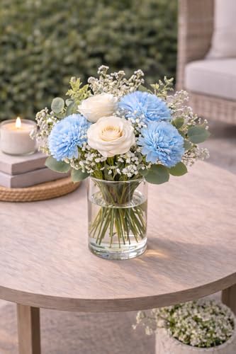 Image of Divyakosh Faux Flower Bouquet for Vase - Realistic Floral Bunches for Wedding Decor, Bridal Party, Farmhouse Table Centre Pieces, UV Resistant Fake Flowers for Indoor Outdoor