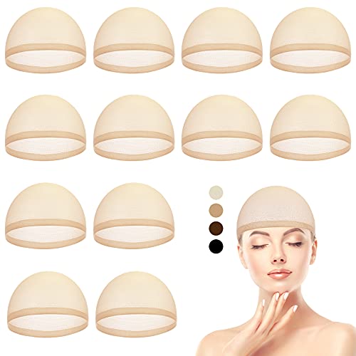 50 Gorros de Peluca de Nylon El�sticos Gorro de Peluca de Media Gorro de Agarre de Peluca Protector de Peluca Transpirable Gorro de Soporte de Peluca Ligero para Adultos (Color Desnudo)