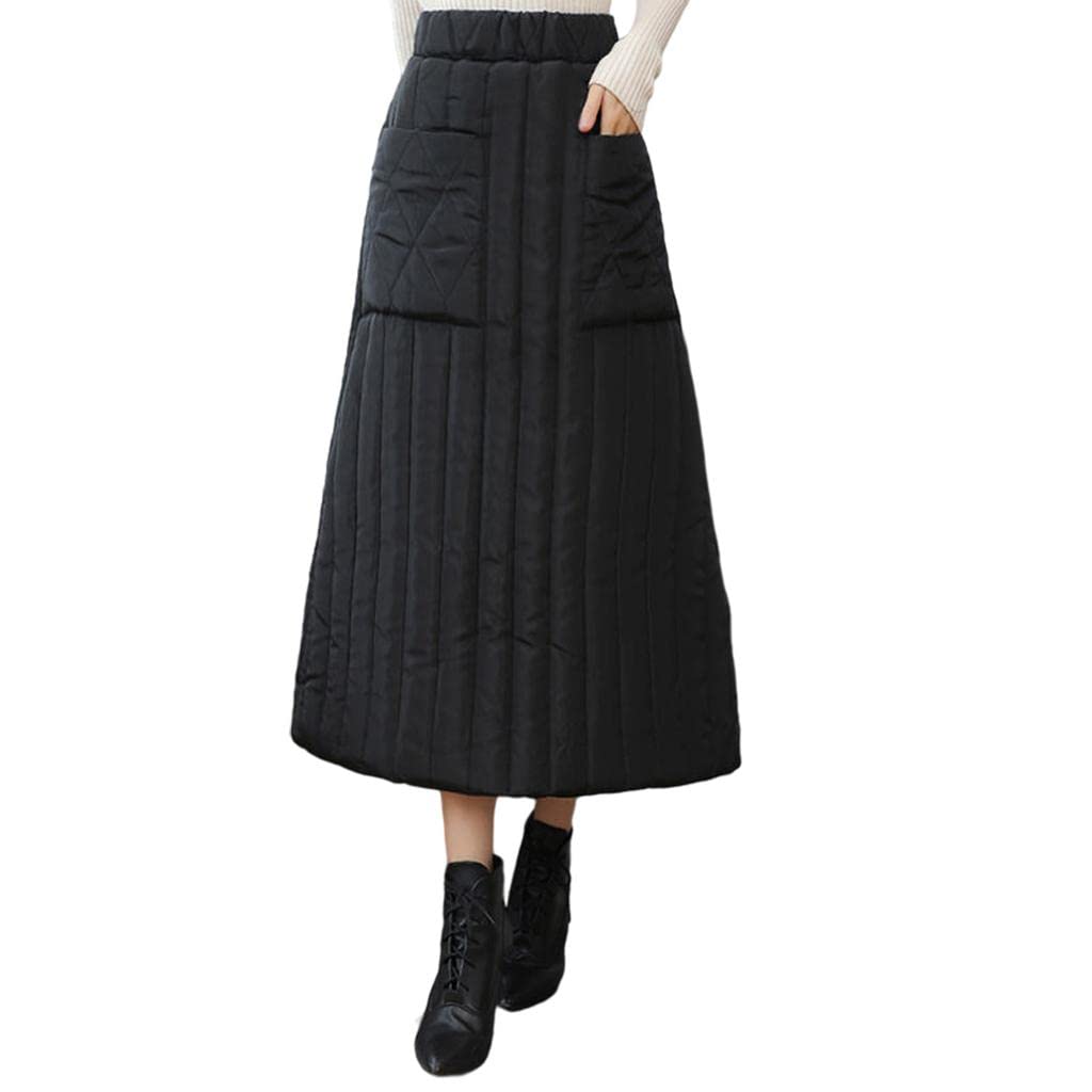 nivaa Winter Women Down Skirts Down Pocket High Waist Windproof XL Striped-picture-9