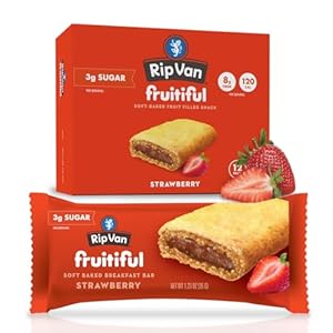 Rip Van Fruitiful Strawberry Breakfast Bars – Healthy Snack Bar Filled with Real Fruit – Soft Baked Breakfast Bars – Kids Breakfast – Low Sugar – Diabetic Snacks (12 x 1.24oz bars)
