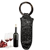 Bolsa de vino – Bolsa de malla para botellas de diamantes de imitación, portador de celebración brillante, elegante regalo de boda, día de campo, almacenamiento de transporte de viaje, regalo