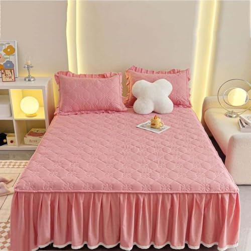 VAYEODEYU Ensemble de Couvre-Lits, Couvre-lit à Volants, Drap-Housse à Volants, Jupe de lit à Volants, Jupe de lit enveloppante, avec 2 taies...