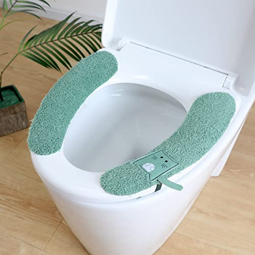 Fulutoy WC-Sitz Cover Dicker Wärmer WC Sitzbezüge Antibakteriell Warm WC Sitzbezüge Weich Toilettenkissen Badezimmer Waschbar Toilet Seat Cover für Familie Hotel (Grün) Cover