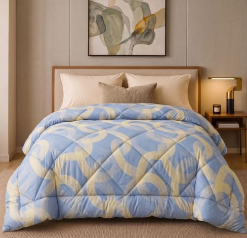 Image of HOMEKART 220 GSM Reversible Microfiber AC Comforter /Duvets for Mild Winter | All Season King Size 3 Layered Quilted Blanket for Double Bed (220 cm x 240 cm,Beige