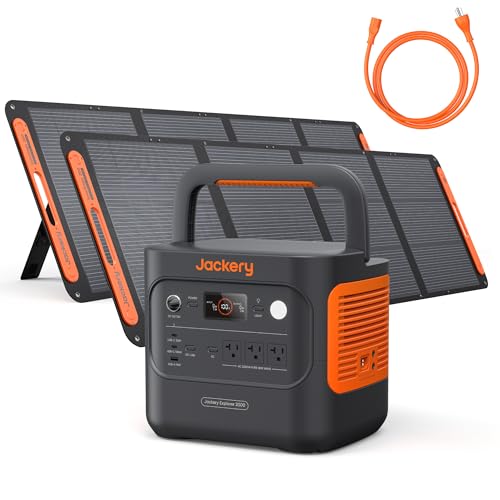 Jackery Explorer 2000 v2 Portable Power Station with 2x200W Solar Panels and AC Charging Cable, 2040Wh LFP Home Backup Battery, 2200W AC Output, Solar Generator for Power Outages, Emergencie
