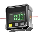 Digitaler Winkelmesser, 4-Seitiger Magnetischer Digitaler Winkelmesser Neigungsmesser mit Laser, Digitale Wasserwaage mit LED-Anzeige, Wasserwaage Winkelmessgerät für Arbeiten, BAU, Holzarbeiten, DIY