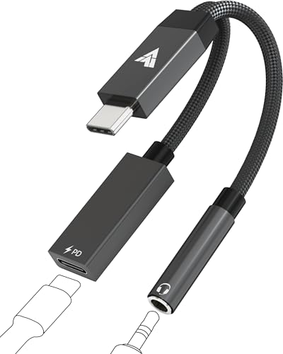 Image of DR VAKU ProCoder 2in1 Type C to 3.5 mm Jack + USB C Charging & Digital Audio 24bit DAC 3.5mm Connector Aux Cable,Headphone,Earphone Converter Splitter for Samsung, Oneplus,iPhone, Phone-Black