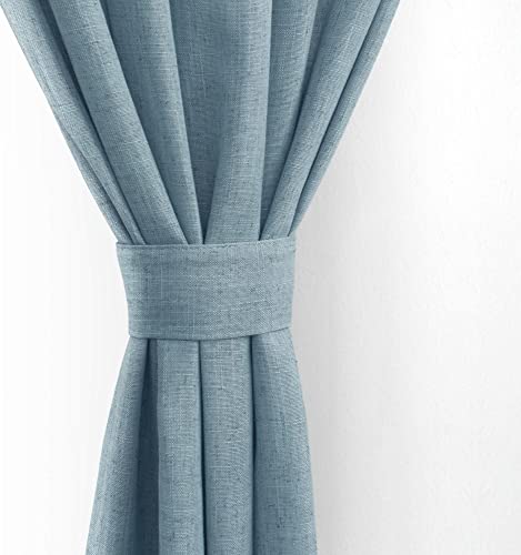 Sidelight Door Curtains 72 Inches Long For Side Windows Linen Blend Privacy Protect Light Filtering French Door Side Curtain Panels Bonus Adjustable Tie Back 25X72 Inch Length 1 Panel Stone Blue #TOP4