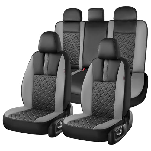 Image of Coverado Car Seat Covers Full Set, Automotive Leather Seat Covers for Car,Universal Fit Front Back Seat Cover, Non-Slip Waterproof Breathable Car Seat Protector