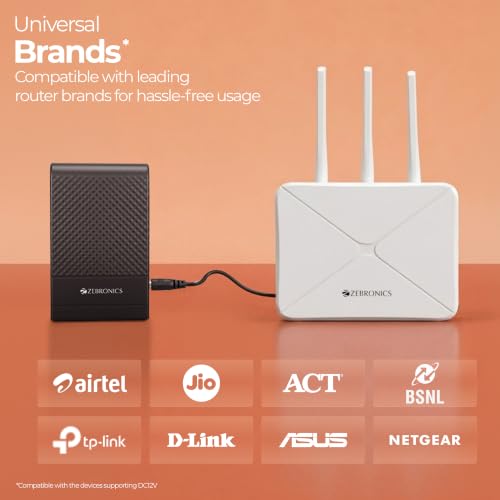 Image of Zebronics Router UPS, 8000mAh Battery, Upto 6 Hours Backup, 3A Output, Dual Input Ports, Fast Charging, Over Voltage & Short Circuit Protection, Portable and Carry-Friendly (EnergiUPS 8K)