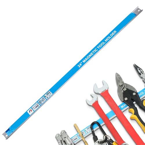 磁気ツールホルダーストリップ - スチール製磁気バーオーガナイザー、壁掛け式パワーマグネットレール |ガレージアクセサリー、整備工場、ユーティリティエリア、ホームセンター、ワークショップハードウェア用の ストレージストリップ