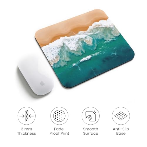 Image of Premium Non-Slip Mouse Pad | Smooth Surface for Optical & Laser Mouse | Durable Base Designs | Ideal for Office, Home & Gaming (Square Tropical Beach Aerial)