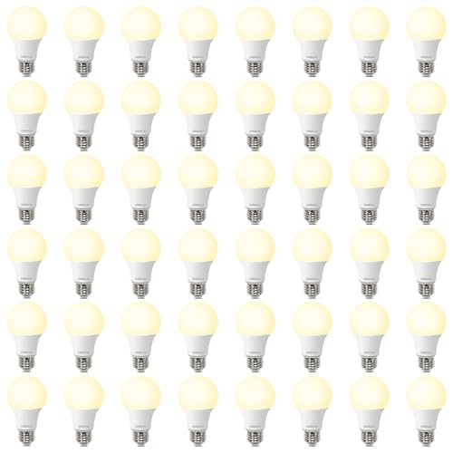 DEGNJU 48 Pack A19 LED Light Bulbs 60W Equivalent, Soft White 2700K, 800 Lumens, E26 Base, Non-Dimmable, 8W Energy Efficient Warm LED Bulbs for Home Lighting