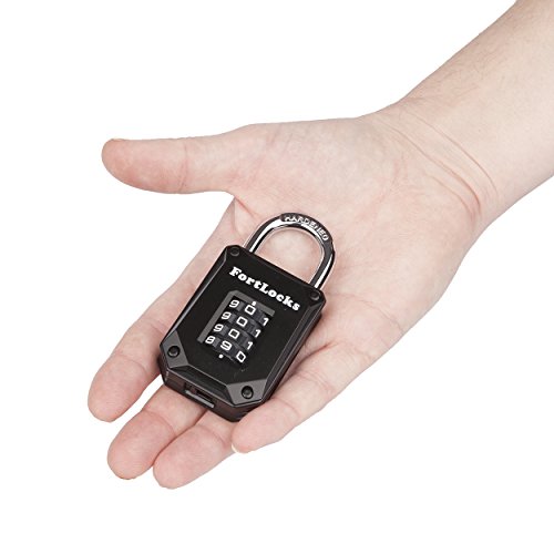 Image of FortLocks 2 Pack Heavy Duty Waterproof Combination Lock - 4 Digit Resettable Black | Weatherproof, Hardened Steel, Heavy Duty, Easy-to-Read Numbers, Combo Lock for Lockers, Sheds & Cabinets, 2-Pack, Black