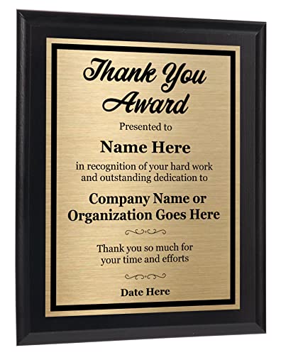 Thank You Award Plaque 8x10 Personalized Gift for Employee Appreciation and Recognition for Co-Worker, Family or Friend - Customize Now!
