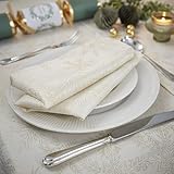 Celebright Christmas Pack of 6 Napkins - Square 17 x 17 Inches (43 x 43 cm) - Ideal Xmas Dinner Table Decorative Settings - Metallic Blizzard Snowflake Embossed Design - Cream & Metallic Gold - Image 2