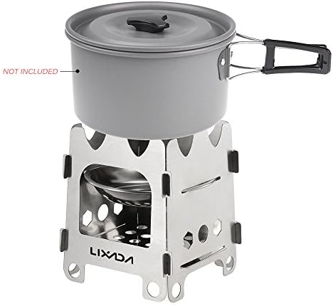 Lixada Camping Stove Stainless Steel Lightweight Wood Stove Alcohol Stove Burner for Portable Outdoor Camping Cooking Picnic BBQ