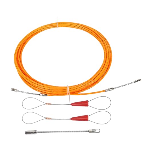 Aiguille Electricien 10 m, Tire Cable Electrique Diamètre 3.0 mm, Tire Cable avec 2 Têtes de Guidage, Spirale Rétractable, Tire Fil pour Conduits de Câbles La Pose de Chemins de Câbles