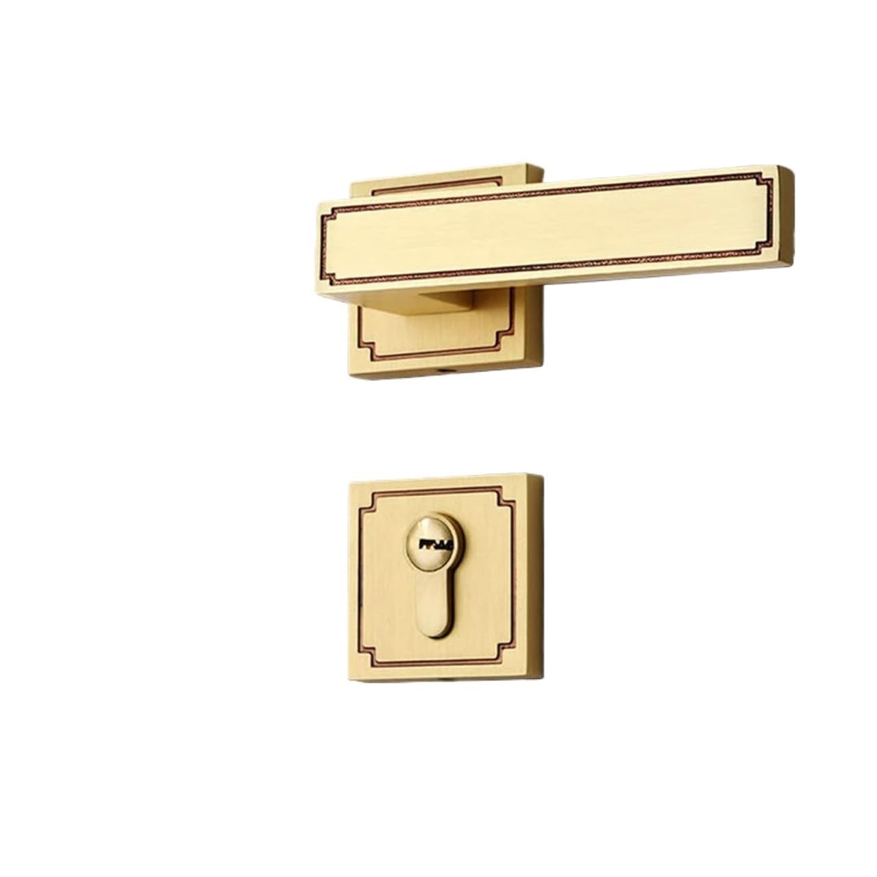 Sxolcoufoh Yellow Bronze B Split Door Lock Interior Mechanical Solid Furniture Hardware Accessories 1Pcs(Yellow Bronze B)