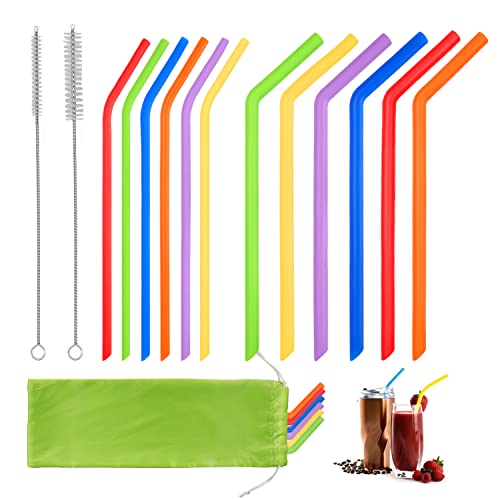 Paquete De 12 Pajitas De Silicona Portátiles Ecológicas