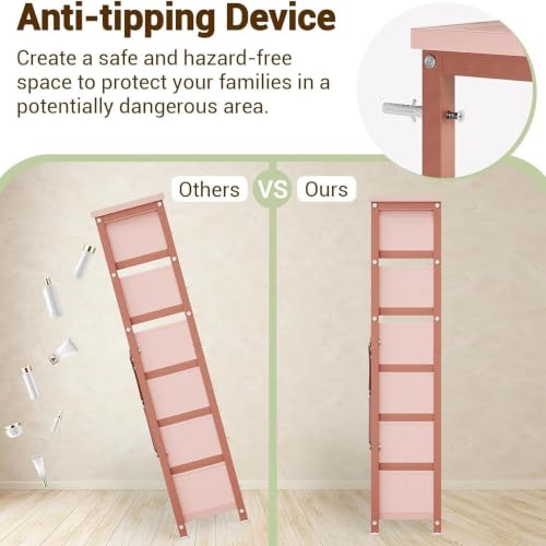 Cómoda alta rosa de almacenamiento vertical para ropa en dormitorio pequeño sin espacio 8
