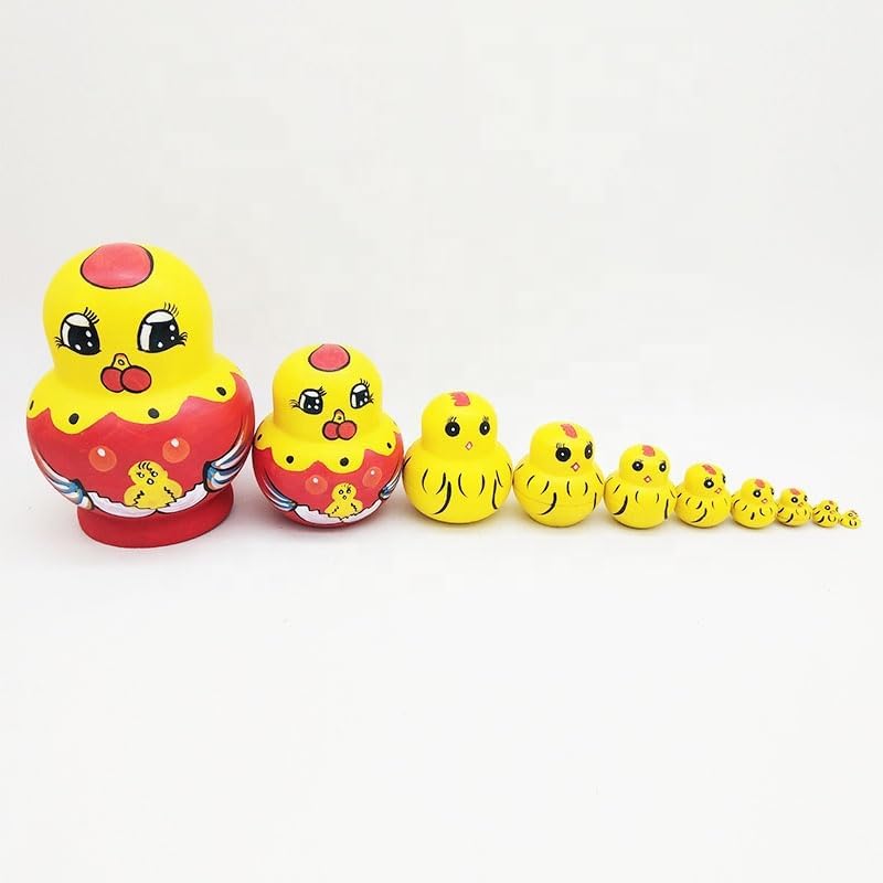 Chicken Nesting Dolls Set 10 Pcs - Chicken Kitchen Decor - Wooden Stacking Dolls – Russian Hand Painted Matryoshka Doll