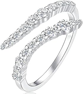 HZSIKAO Moissanite Rings, Open Twist Sterling Silver Stackable Rings Eternity Bands for Women