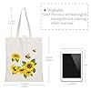 CREATCABIN Cotton Canvas Tote Bag Sunflower Bee Bags Women Grocery Funny Handbags Reusable Eco-Friendly DIY Craft Multi-Function Pouches for Crafts Travel School Shopping Groceries 13.3x15 inch #2
