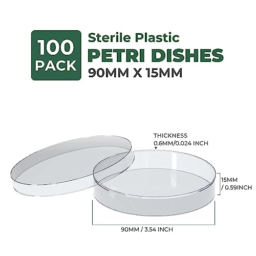 [Autoclavable] 100 Packs Sterile Thick Plastic Petri Dishes with Lid, Vabiooth 90mm Dia x 15mm Deep Clear 3 Vents Petri Dish for Lab Science Experiment, Non-Fragile, Scratch-Resistant - Thumbnail 4