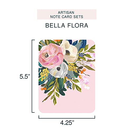 Image of Artisan Blank Note Cards by Studio Oh! - Bella Flora - Pack of 8 - 4.25 inch x 5.5 inch Printed Textured Art Paper Embellished with Foil Stamping Cards and Envelopes