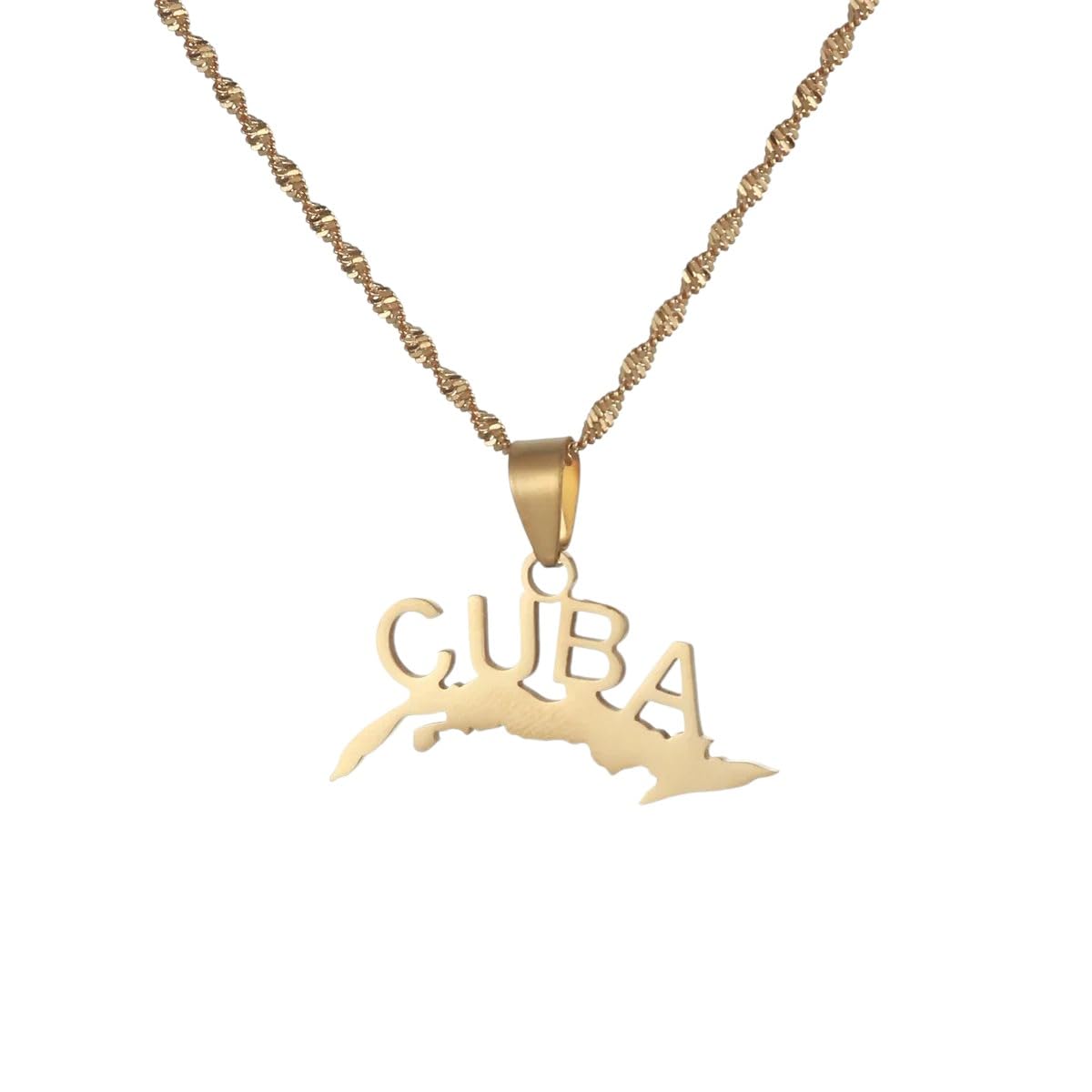 Collier carte drapeau en acier inoxydable qui ne noircit pas pour peau sensible