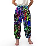 TENMET Unisex Little Kids Yoga Trousers Neon Rainbow Paint Beach Pants Baggy Harem Activewear for Boys and Girls 3-5T
