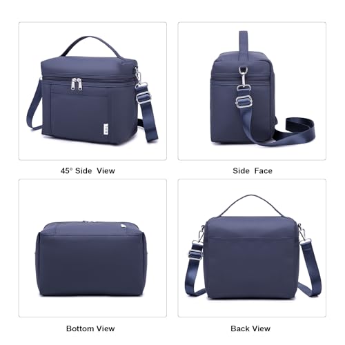 Image of NOL Natural Organic Lifestyle Insulated Lunch Bags for Women Cooler Bag Lightweight Nylon Waterproof Lunch Box For Work (Small, Navy blue)