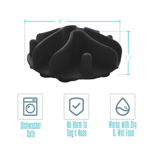 Hundenapf Anti Schling Napf Hund Slow Feeder Hundenäpfe mit Saugnäpfen, Anti-Schling Napf für Langsames Fressen, Fressnapf für Trockenfutter (Schwarz, S-10X10CM)