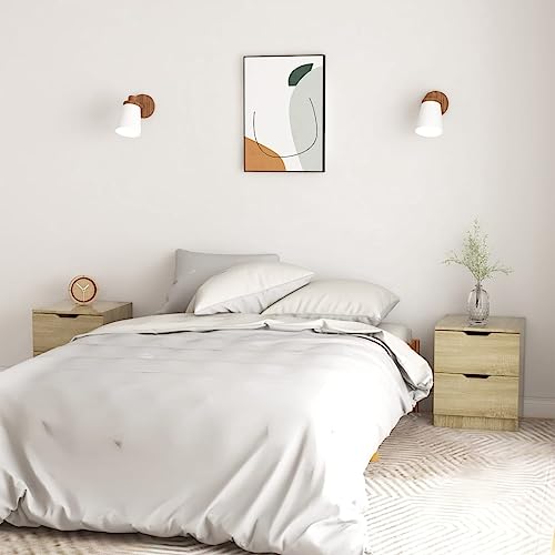 Higsose Mesita De Noche 40x40x50cm 2 Pcs Roble Sonoma,Madera Aglomerada,MDF,Armario Universal,Mesa De Noche Dormitorio,Aparador Auxiliar Cama Armario,Cabeceros Cama Originales