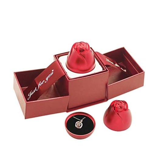 Roses box with love you halsband smycken presentask ros blomma till alla hjärtans dag årsdag födelsedag romantiska presenter till henne (halsband)