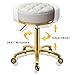 XCRFKGW Gold Rolling Stool, Round Roller Swivel Chair, Pedicure Salon Spa Massage Chair with Wheels, PU Leather Seat Padded, Adjustable Vanity Stool 43-55 cm (White)