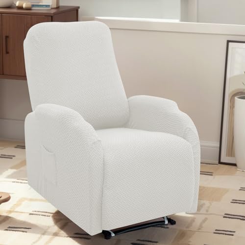 LiveGo Recliner Chair Cover 4 Piece Slipcover Small Recliner Cover Jacquard 1 Seat Couch Covers Washable Chair Furniture Protector